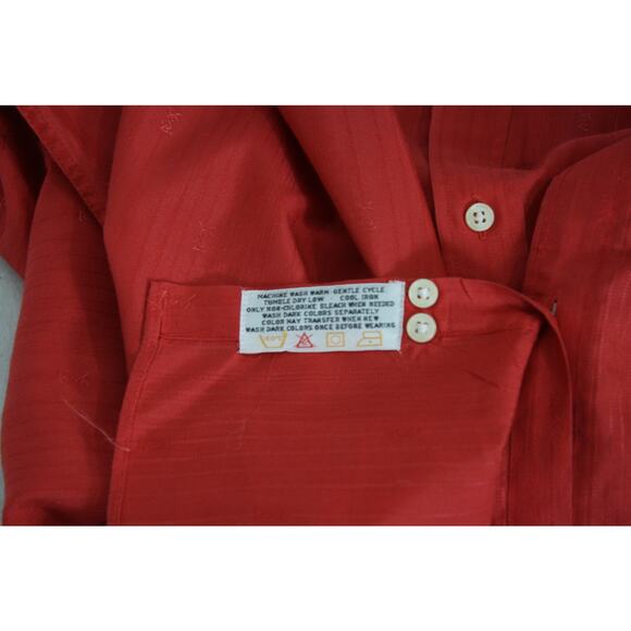 Vintage Yves Saint Laurent YSL Monogram All Over Red Button Up Shirt 17 34-35 - Picture 9 of 9